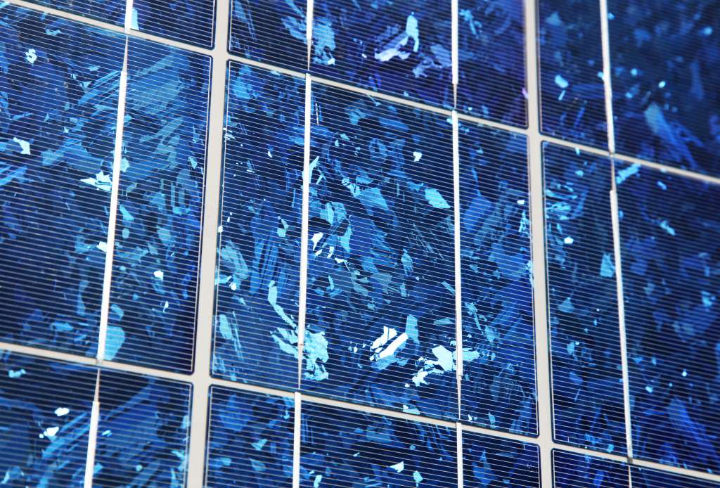 Siliziumkristalle in einer Solarzelle