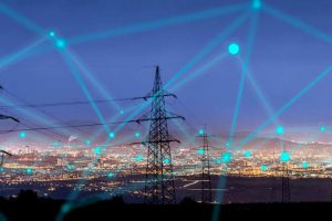 Elektrische Pole verbunden durch Smart Grid