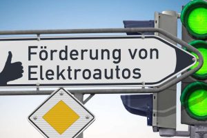 Schild Förderung von Elektroautos