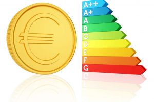 Energielabel und Euromünze