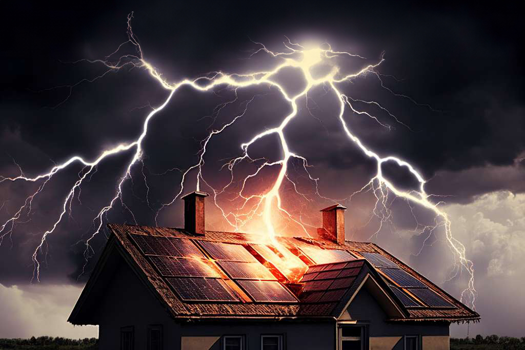 Durch Blitzeinschlag kann es leicht zu Schäden an der Photovoltaikanlage kommen