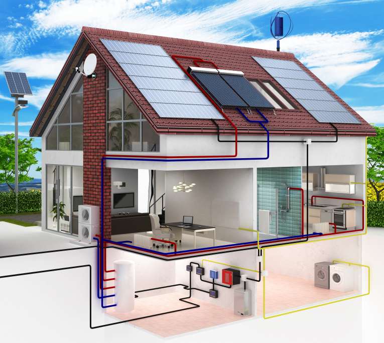 Solarthermieanlage in einem Niedrigenergiehaus