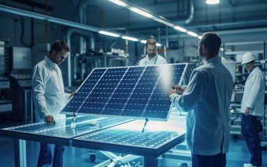 Überprüfung von Solarmodulen in einem Labor